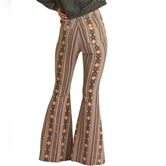 Rock & Roll Cowgirl Denim Jeans Womens 31x36 Bargain Button Bell Flare EUC - Picture 5 of 14